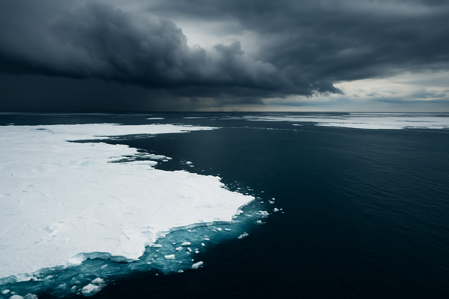 Melting ice and storm clouds